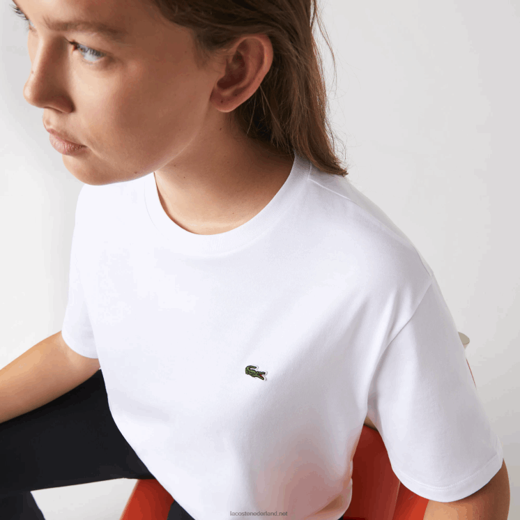 Lacoste T-shirt van premium katoen met ronde hals 0828H2590 wit 001 vrouwen
