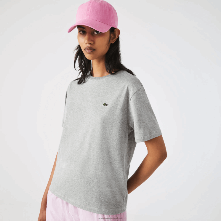 Lacoste T-shirt van premium katoen met ronde hals 0828H2591 grijze chine ca vrouwen
