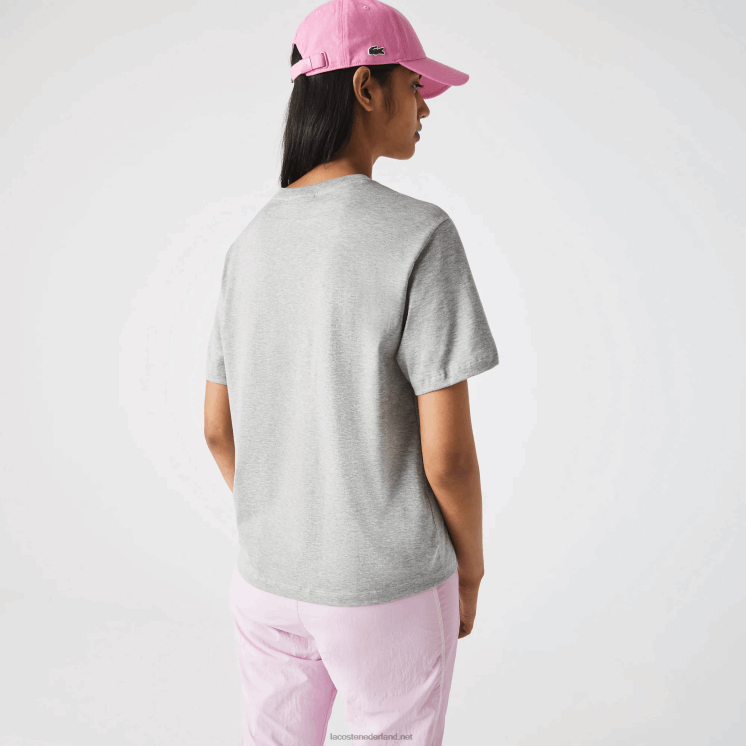 Lacoste T-shirt van premium katoen met ronde hals 0828H2591 grijze chine ca vrouwen