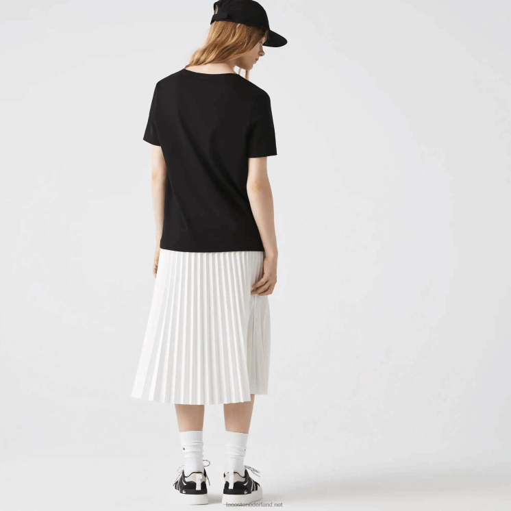 Lacoste V-hals losvallend katoenen T-shirt 0828H2606 zwart 031 vrouwen