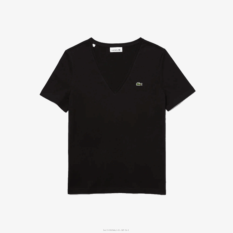 Lacoste V-hals losvallend katoenen T-shirt 0828H2606 zwart 031 vrouwen