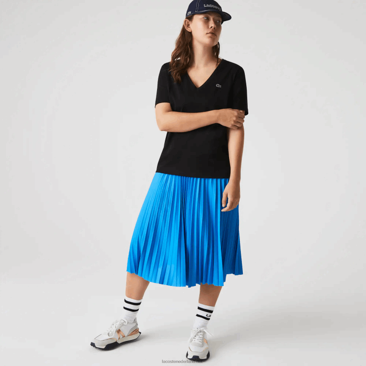Lacoste V-hals losvallend katoenen T-shirt 0828H2606 zwart 031 vrouwen