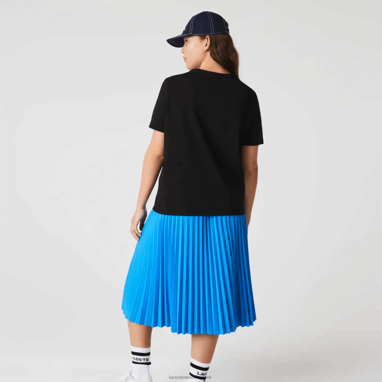 Lacoste V-hals losvallend katoenen T-shirt 0828H2606 zwart 031 vrouwen