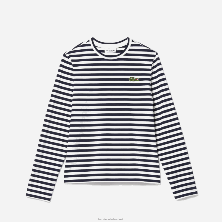 Lacoste gestreept jersey katoenen t-shirt 0828H2559 zwart/wit hh vrouwen