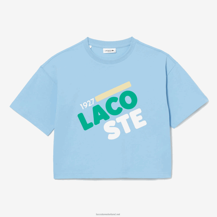 Lacoste kort gevlekt losvallend T-shirt van biologisch katoen 0828H2611 blauwe hbp vrouwen