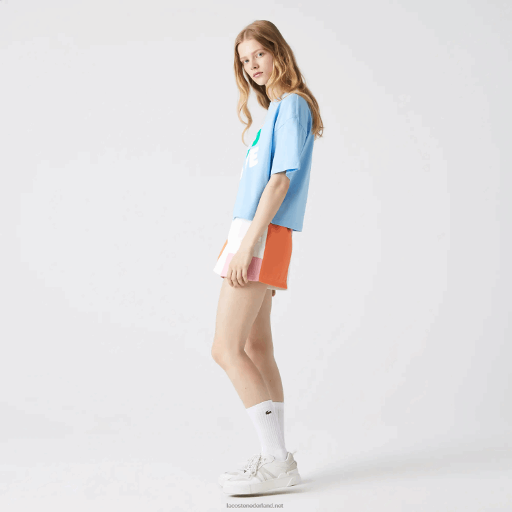 Lacoste kort gevlekt losvallend T-shirt van biologisch katoen 0828H2611 blauwe hbp vrouwen