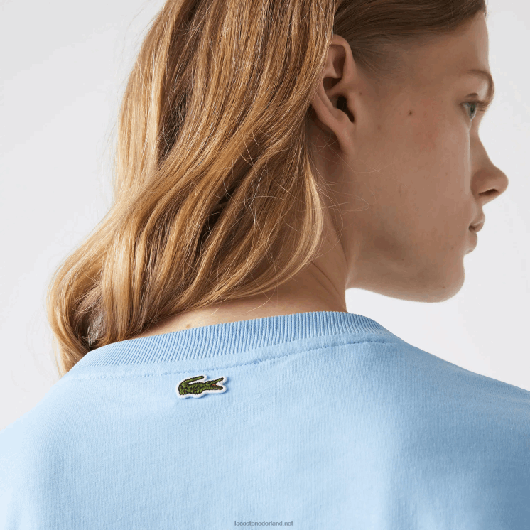 Lacoste kort gevlekt losvallend T-shirt van biologisch katoen 0828H2611 blauwe hbp vrouwen