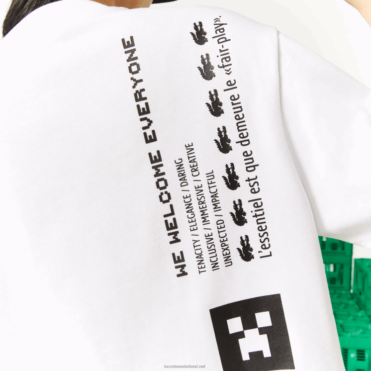 Lacoste live x minecraft kort T-shirt van biologisch katoen 0828H2605 wit 001 vrouwen