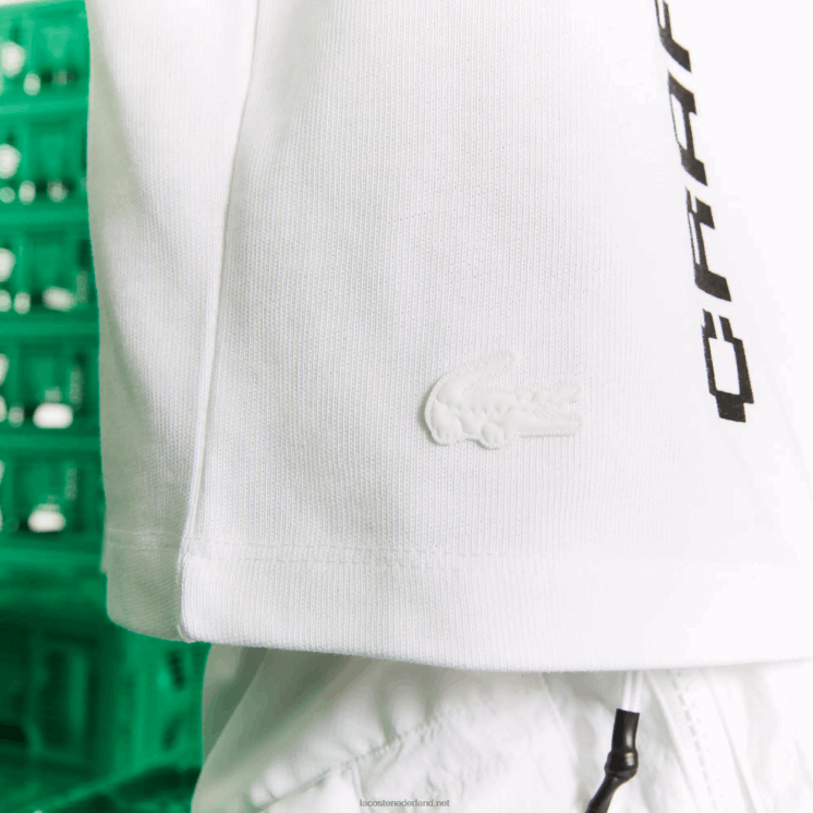Lacoste live x minecraft kort T-shirt van biologisch katoen 0828H2605 wit 001 vrouwen