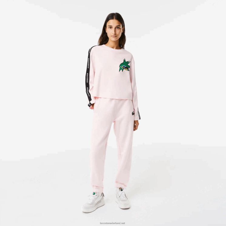 Lacoste losvallend T-shirt met bedrukte band 0828H2570 lichtroze t03 vrouwen
