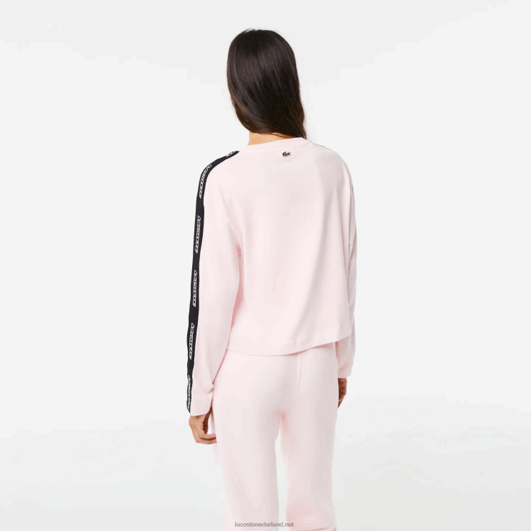 Lacoste losvallend T-shirt met bedrukte band 0828H2570 lichtroze t03 vrouwen