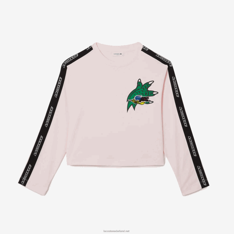Lacoste losvallend T-shirt met bedrukte band 0828H2570 lichtroze t03 vrouwen