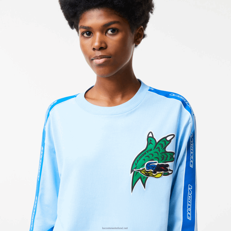 Lacoste losvallend T-shirt met bedrukte band 0828H2571 blauwe hbp vrouwen