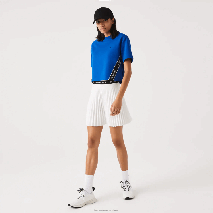 Lacoste losvallend T-shirt met bedrukte banden 0828H2546 blauw k1q vrouwen