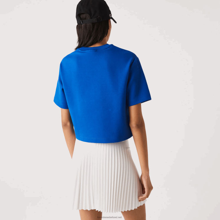 Lacoste losvallend T-shirt met bedrukte banden 0828H2546 blauw k1q vrouwen