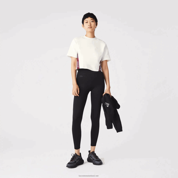 Lacoste losvallend T-shirt met bedrukte banden 0828H2547 wit 70v vrouwen