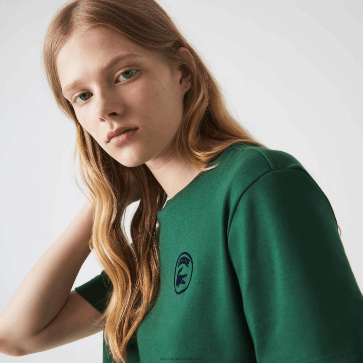 Lacoste losvallend T-shirt van biologisch katoen 0828H2608 groen 132 vrouwen