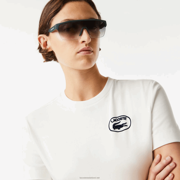 Lacoste losvallend T-shirt van biologisch katoen 0828H2609 wit 70v vrouwen