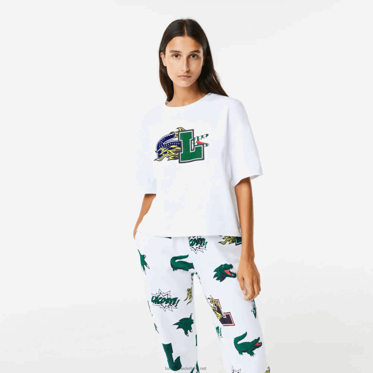 Lacoste oversized T-shirt van biologisch katoen 0828H2567 wit 001 vrouwen