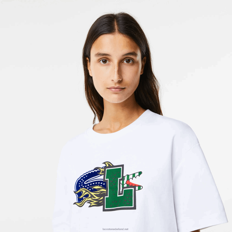 Lacoste oversized T-shirt van biologisch katoen 0828H2567 wit 001 vrouwen