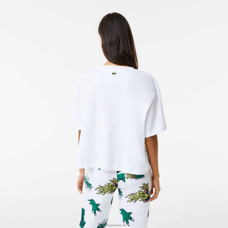 Lacoste oversized T-shirt van biologisch katoen 0828H2567 wit 001 vrouwen