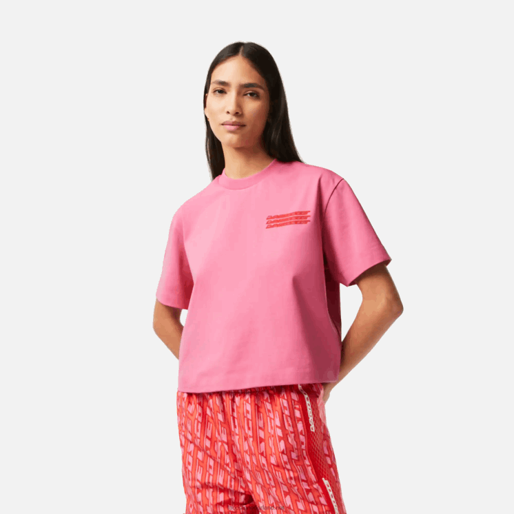 Lacoste oversized T-shirt van katoenen jersey 0828H2428 roze 2r3 vrouwen