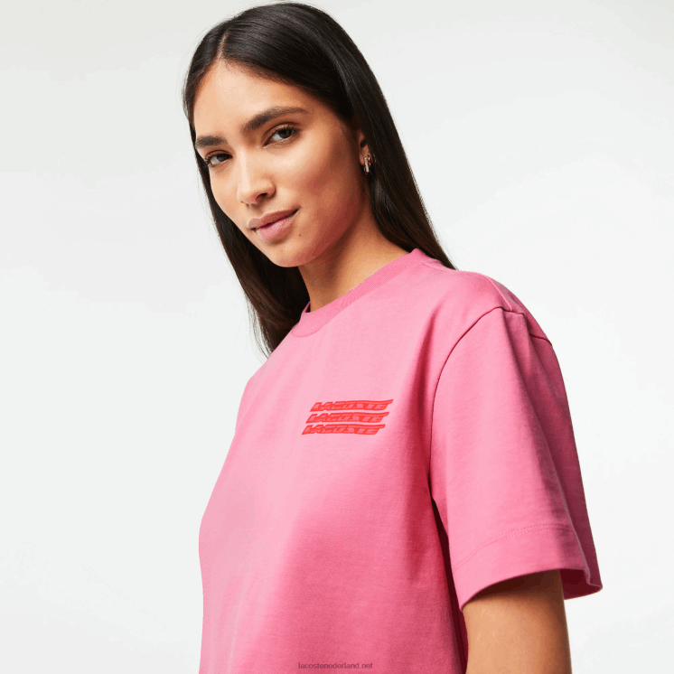 Lacoste oversized T-shirt van katoenen jersey 0828H2428 roze 2r3 vrouwen