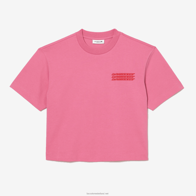 Lacoste oversized T-shirt van katoenen jersey 0828H2428 roze 2r3 vrouwen