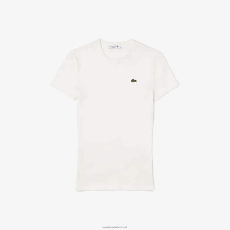Lacoste slim fit T-shirt van biologisch katoen 0828H2384 wit 70v vrouwen