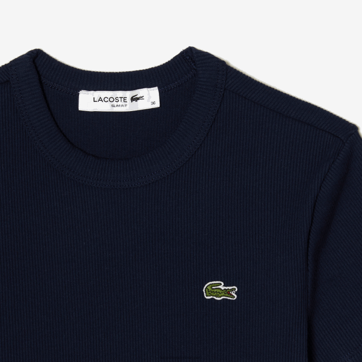 Lacoste slim fit T-shirt van biologisch katoen 0828H2385 marineblauw 166 vrouwen