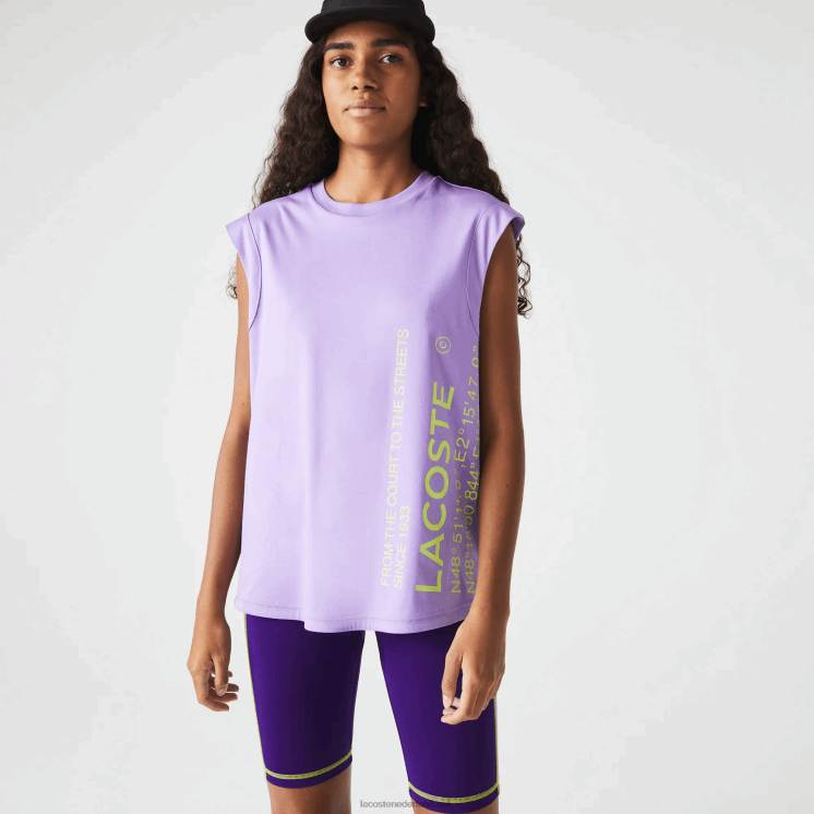 Lacoste sport losvallend coördinaat-T-shirt met merknaam 0828H2557 paarse gfu vrouwen