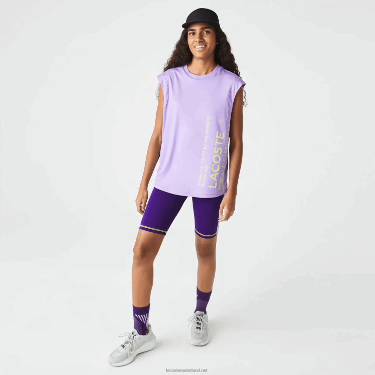 Lacoste sport losvallend coördinaat-T-shirt met merknaam 0828H2557 paarse gfu vrouwen