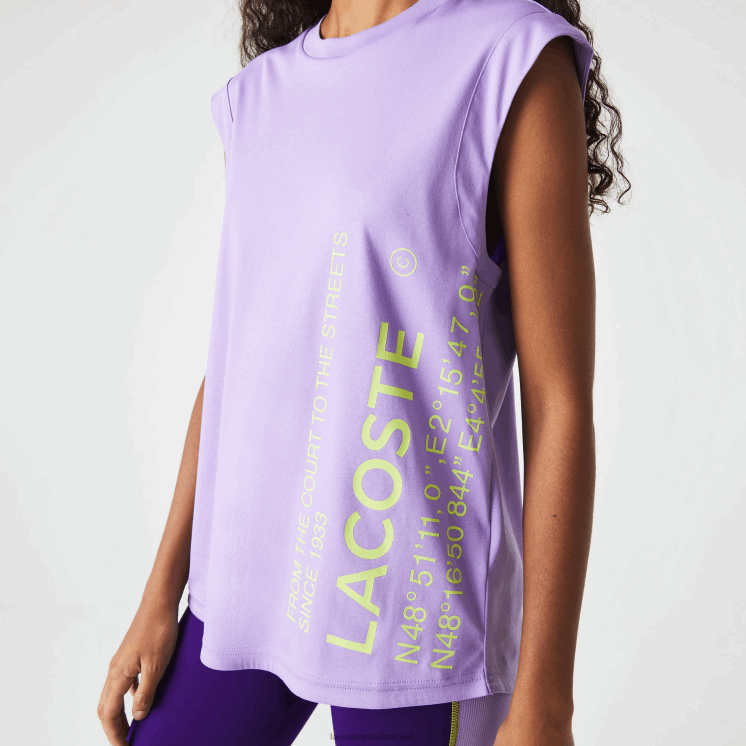 Lacoste sport losvallend coördinaat-T-shirt met merknaam 0828H2557 paarse gfu vrouwen
