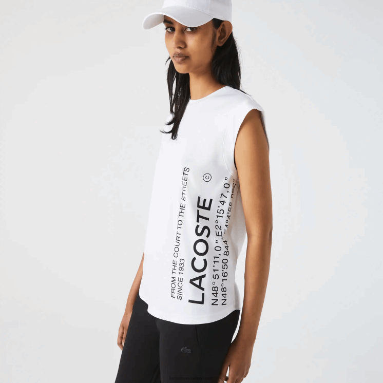 Lacoste sport losvallend coördinaat-T-shirt met merknaam 0828H2558 wit 001 vrouwen