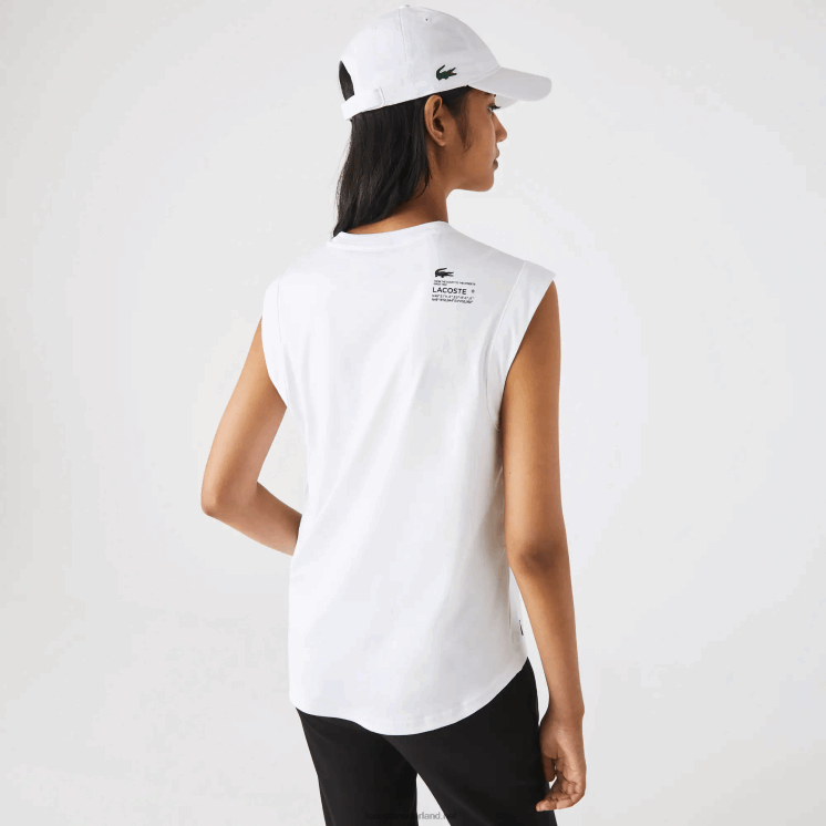 Lacoste sport losvallend coördinaat-T-shirt met merknaam 0828H2558 wit 001 vrouwen