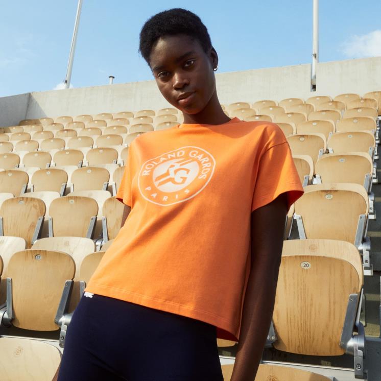 Lacoste sport roland garros losvallend t-shirt 0828H2604 oranje wit fnf vrouwen