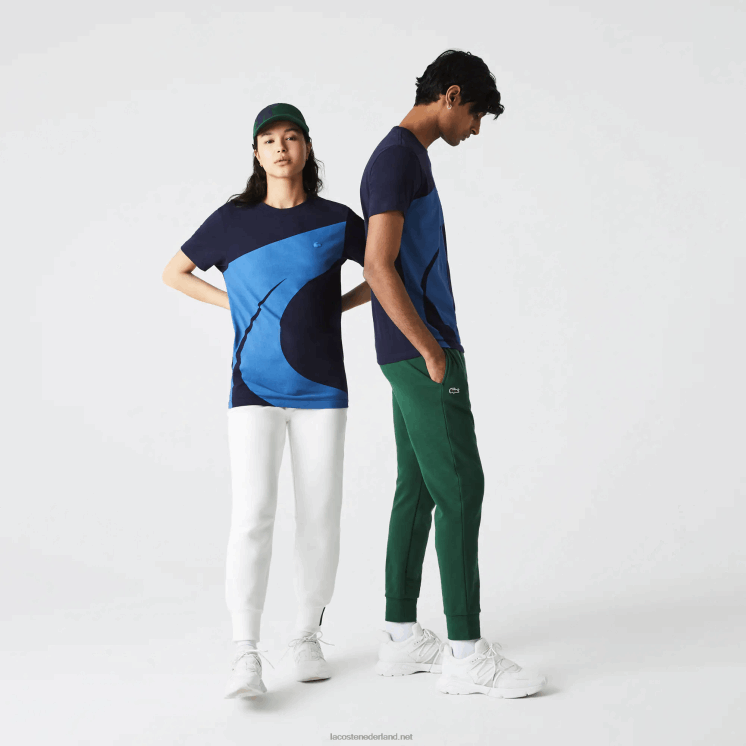 Lacoste sport x theo curin jersey t-shirt met grafische print 0828H944 marineblauw wit vll vrouwen