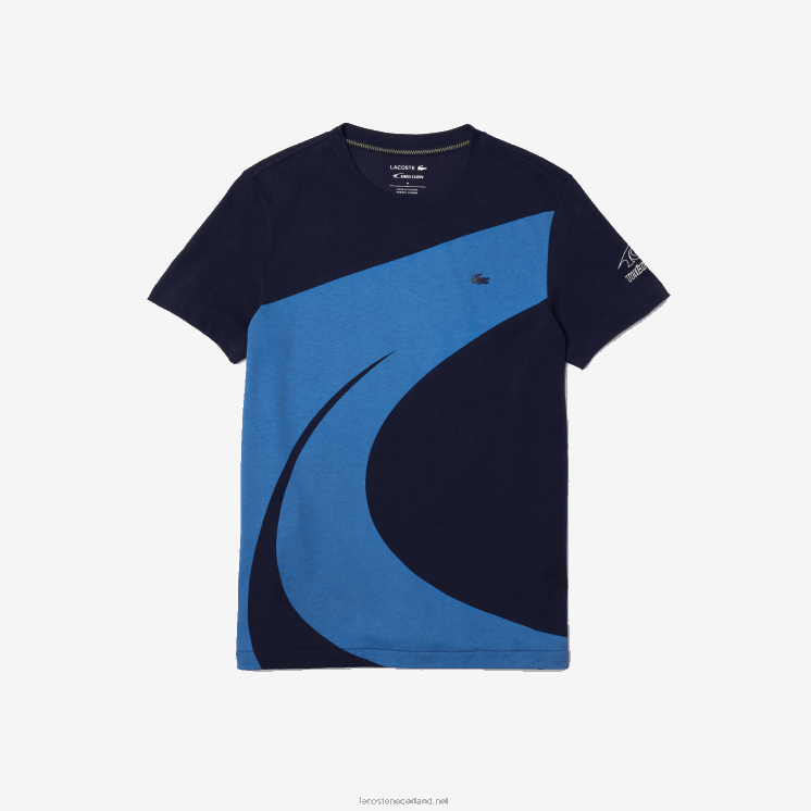 Lacoste sport x theo curin jersey t-shirt met grafische print 0828H944 marineblauw wit vll vrouwen