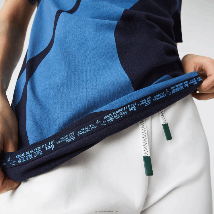 Lacoste sport x theo curin jersey t-shirt met grafische print 0828H944 marineblauw wit vll vrouwen