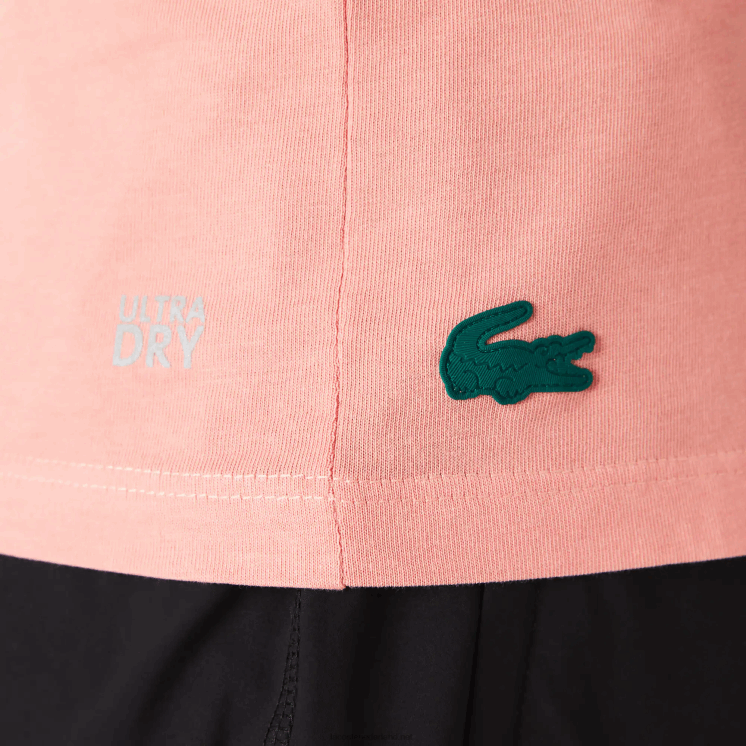 Lacoste sportief ademend T-shirt met pied-de-poule-patroon 0828H2596 roze wit groen qzc vrouwen