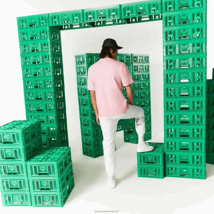 T-shirt van biologisch katoen met lacoste x minecraft-print 0828H879 roze 7sy vrouwen
