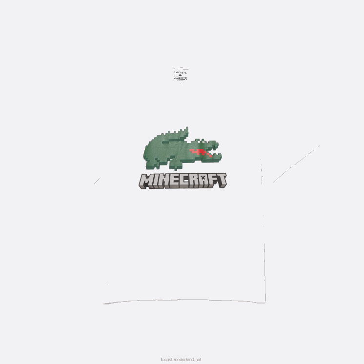 T-shirt van biologisch katoen met lacoste x minecraft-print 0828H880 wit 001 vrouwen