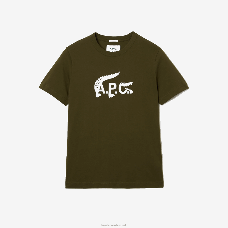 lacoste x a.p.c. jersey t-shirt 0828H925 kaki groen gew vrouwen