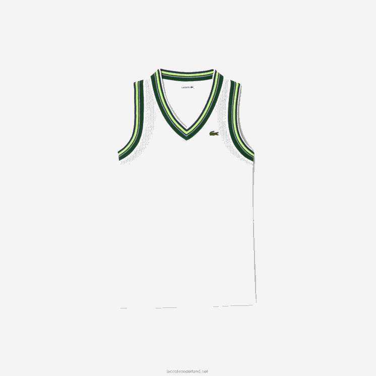 Lacoste contrasterende tanktop met v-hals 0828H2442 wit 001 vrouwen
