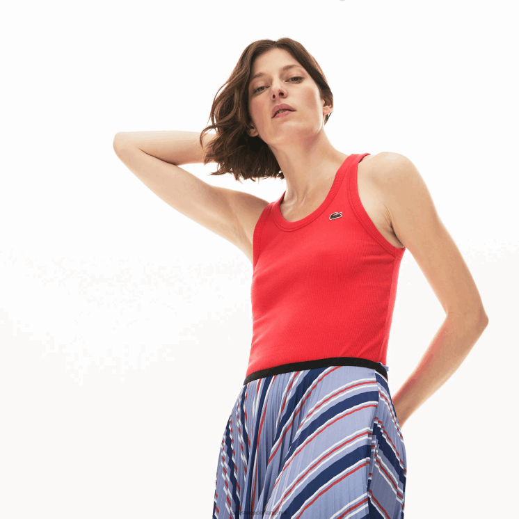 Lacoste mouwloze top met ronde hals 0828H2586 rode 4by vrouwen
