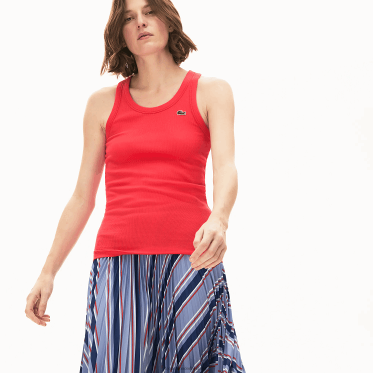 Lacoste mouwloze top met ronde hals 0828H2586 rode 4by vrouwen