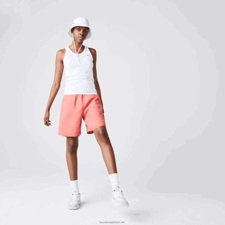 Lacoste mouwloze top met ronde hals 0828H2587 wit 001 vrouwen