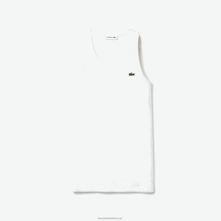 Lacoste mouwloze top met ronde hals 0828H2587 wit 001 vrouwen