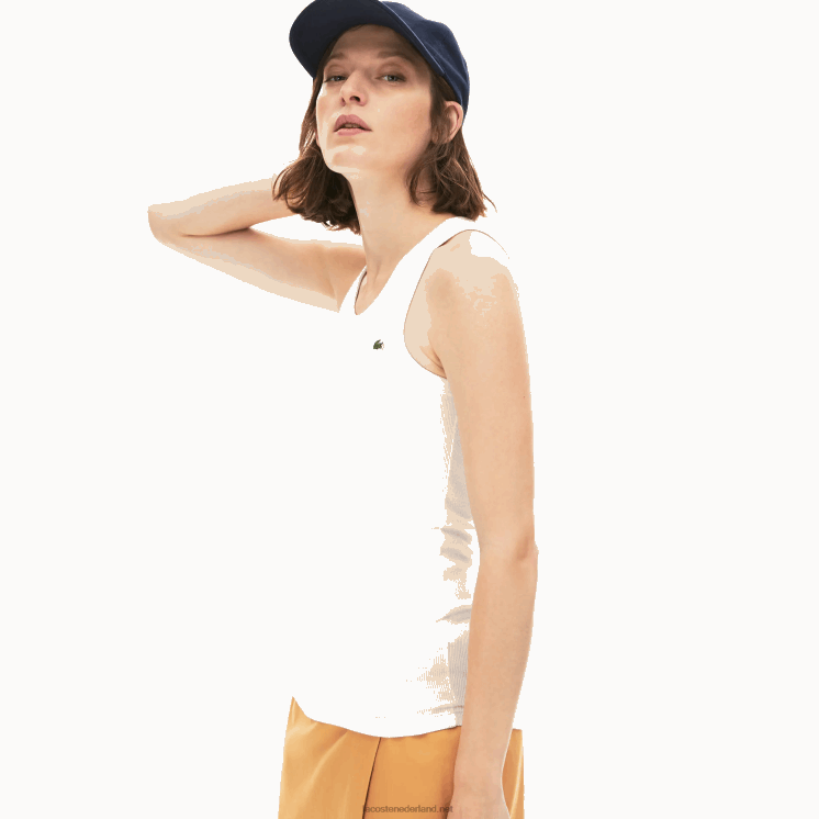 Lacoste mouwloze top met ronde hals 0828H2587 wit 001 vrouwen