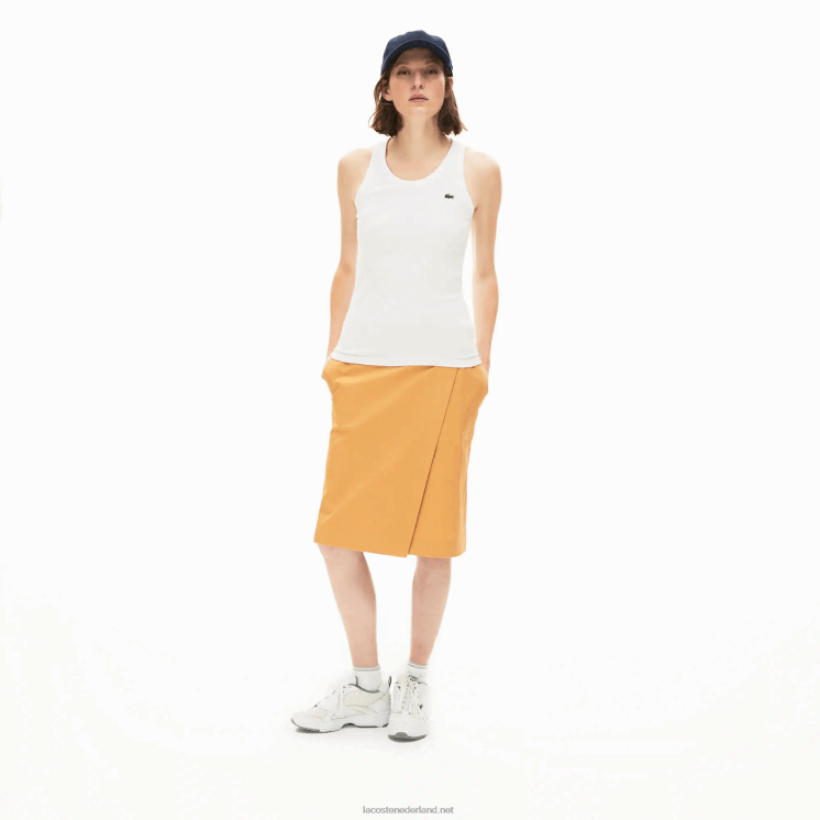 Lacoste mouwloze top met ronde hals 0828H2587 wit 001 vrouwen
